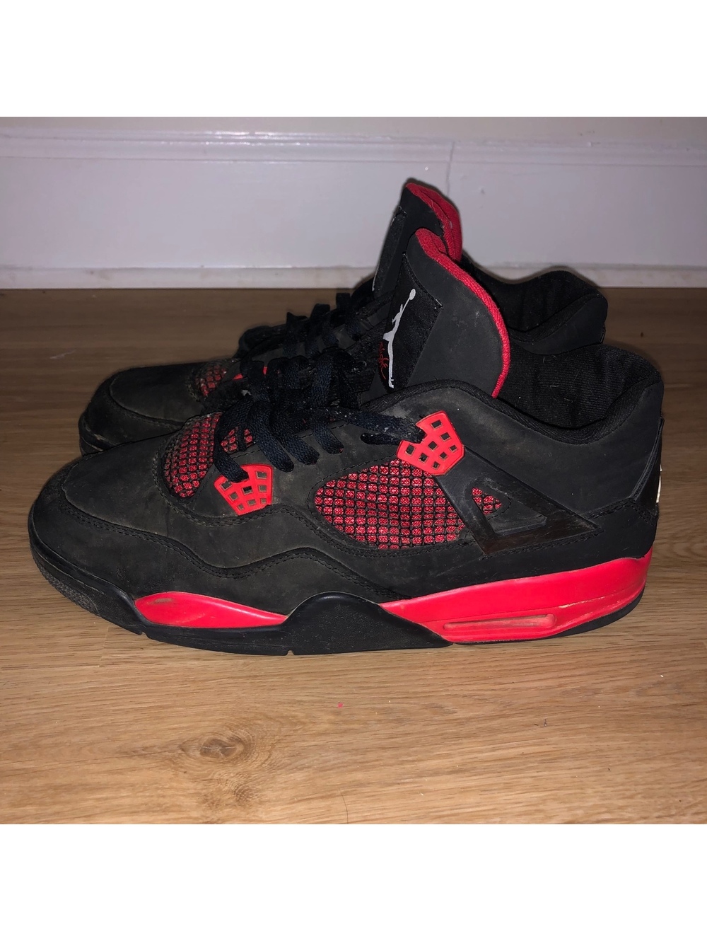 NIKE AIR JORDAN 4 RETRO RED THUNDER BLACK BASKETBALL SHOES MENS SIZE 12
